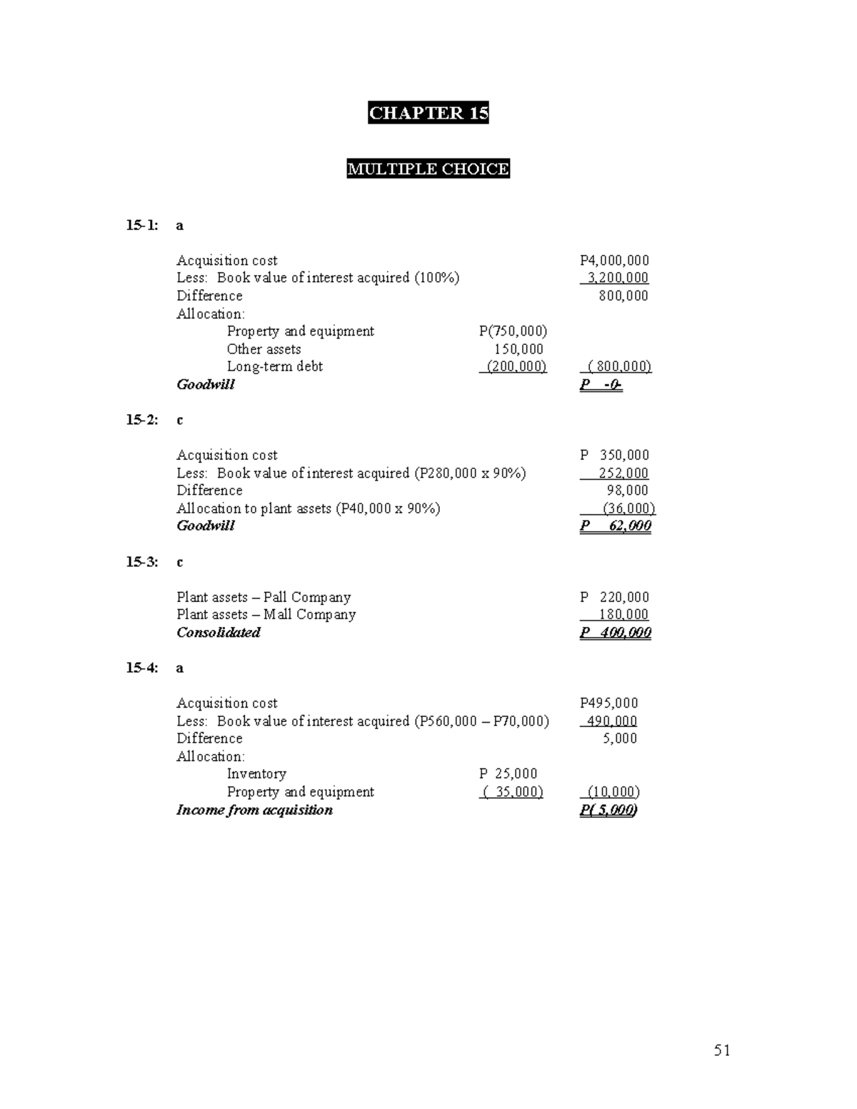 120281132 Advanced Accounting 2: Chapter 15 MCQ Guide by Guerrero - Studocu