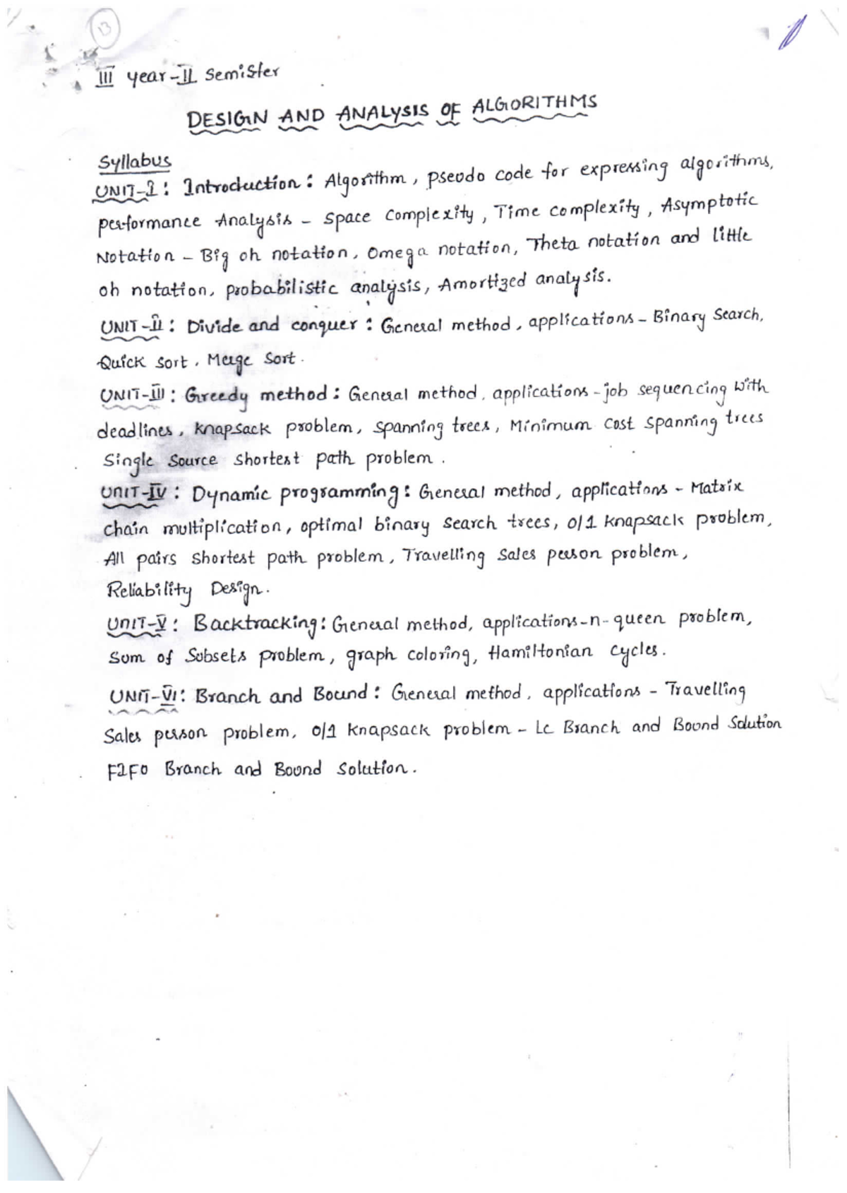 CS101 - Design and Analysis of Algorithms Syllabus and Notes - Studocu