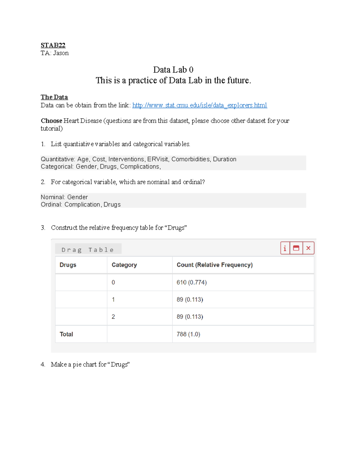 Stab22 Data lab 0: Practice with heart disease dataset analysis - Studocu