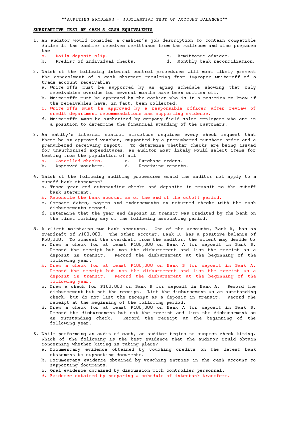 Midterm Exam AUD 2020: Questions & Answers on Auditing Problems - Studocu