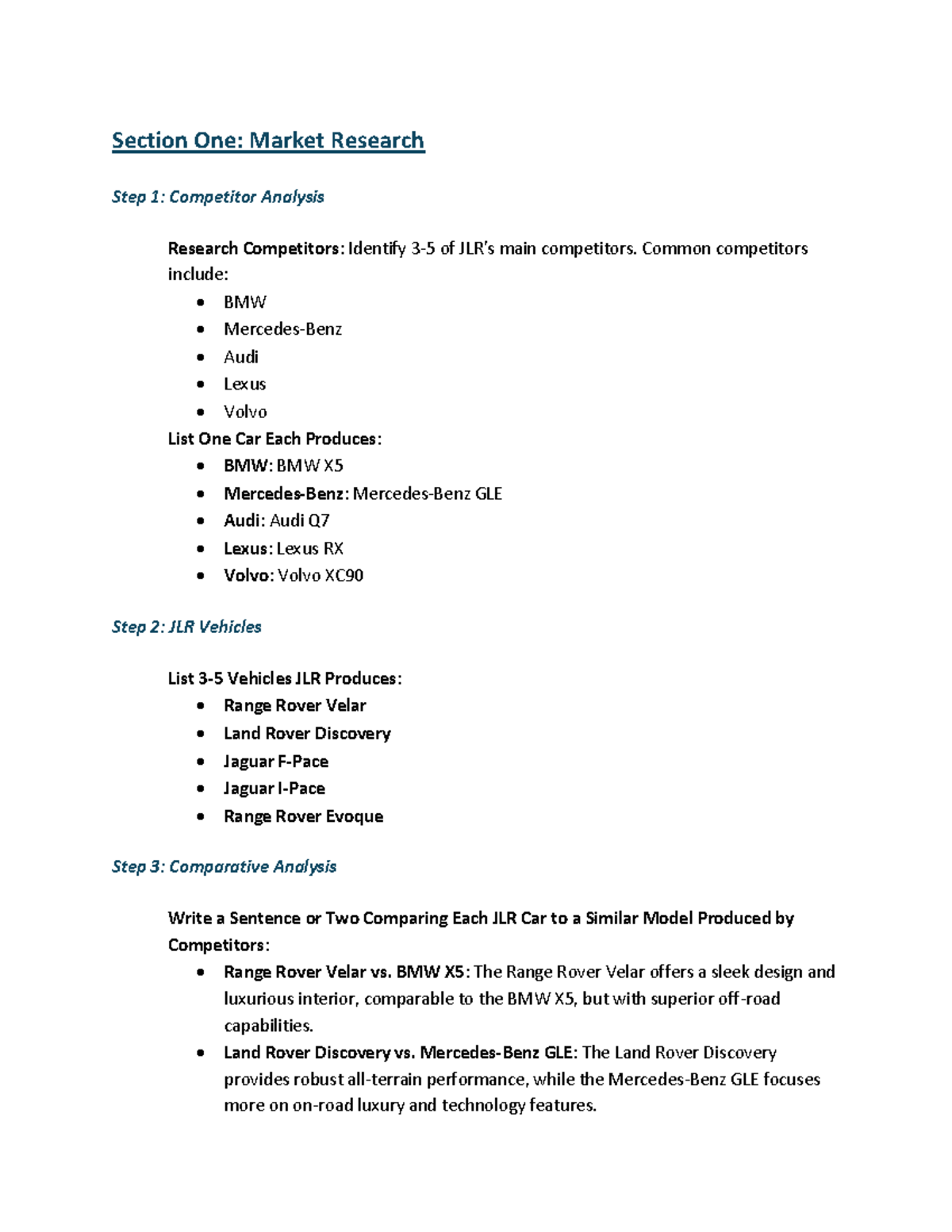 JLR 2 - Comprehensive Market Research on Jaguar Land Rover Competitors ...