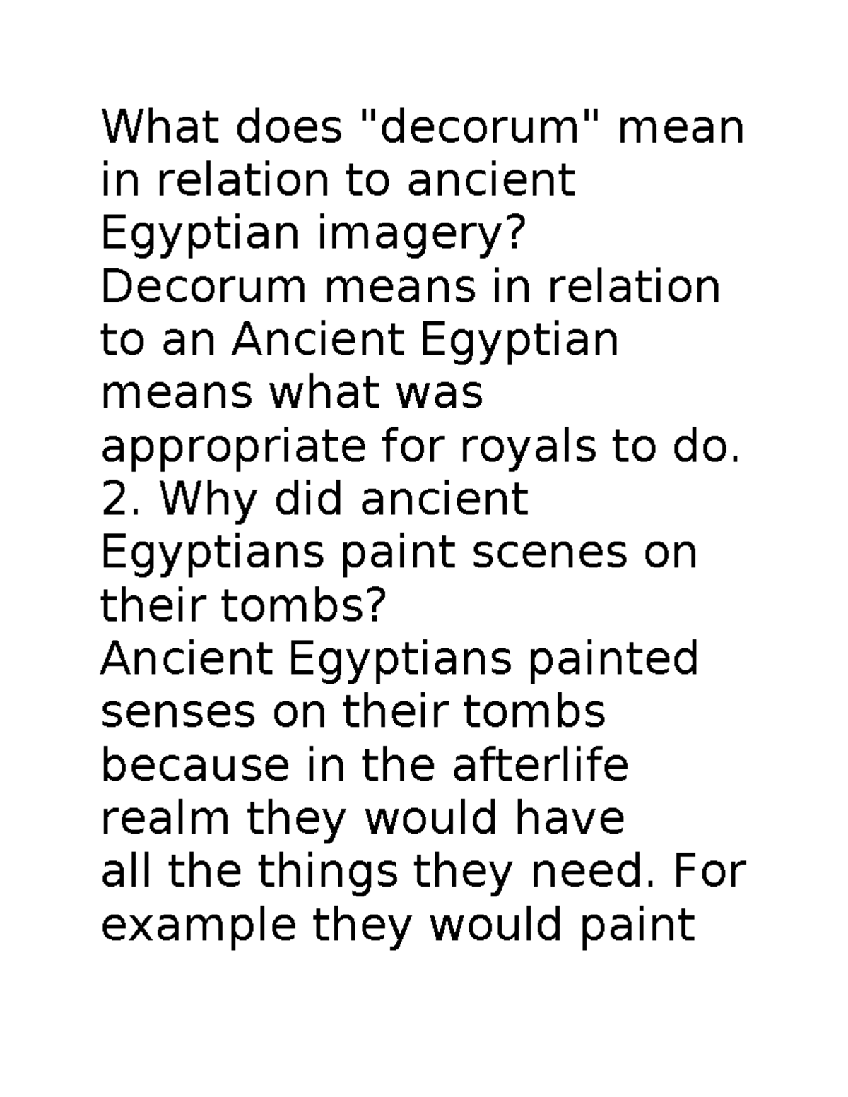 Introduction to Ancient Egypt - What does 