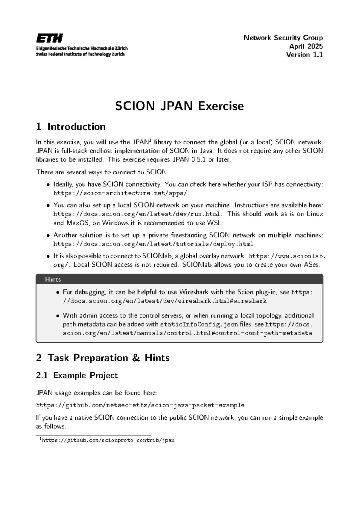 JPAN Lab 1 Exercise: Connecting to SCION Network (Version 1.1) - Studocu