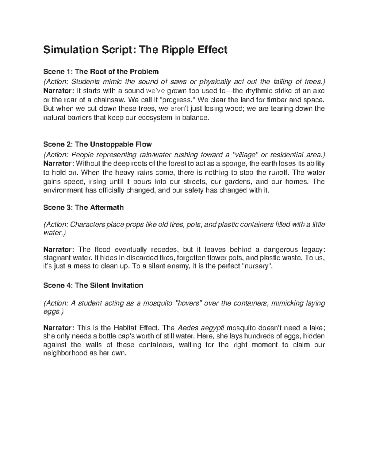 Simulation Script: The Ripple Effect - G B - Studocu