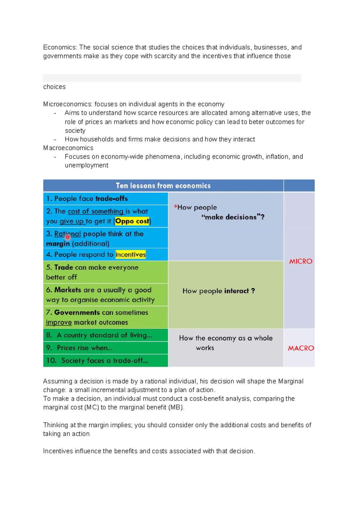 Economics Notes 1-9: Understanding Micro and Macroeconomic Principles ...