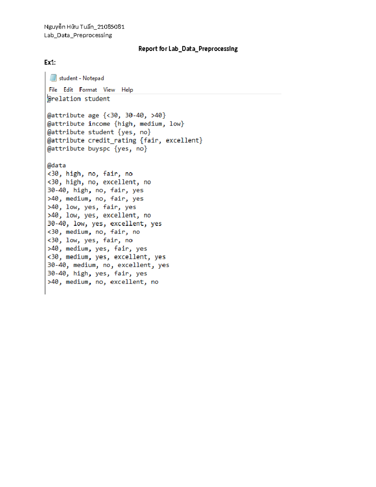 21085081 Lab_Data_Preprocessing Report: Analysis & Statistics - Studocu