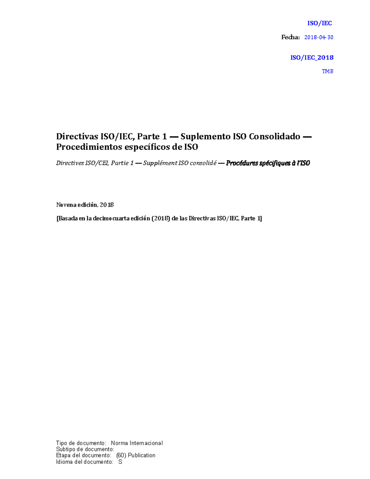 Directivas Parte 1: Suplemento ISO Consolidado 2018 - Procedimientos ...
