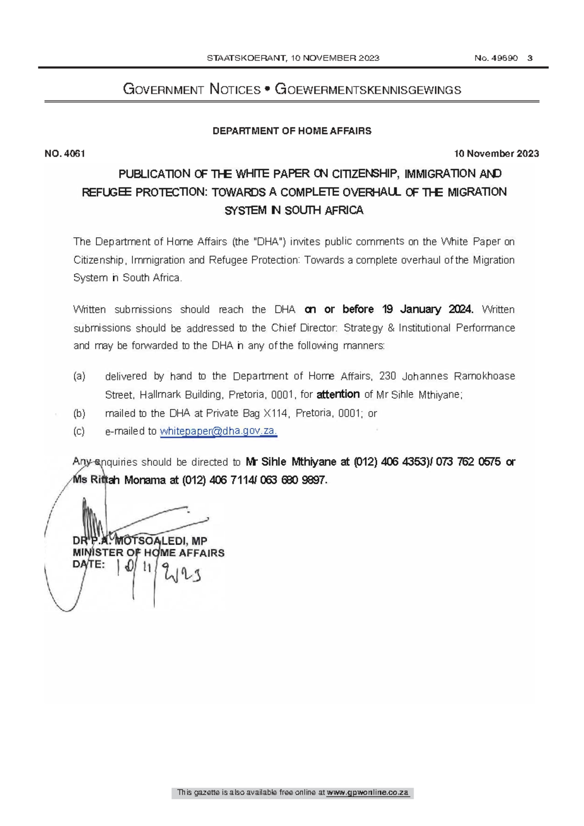 White Paper on Citizenship & Immigration: Public Comments Invited - Studocu