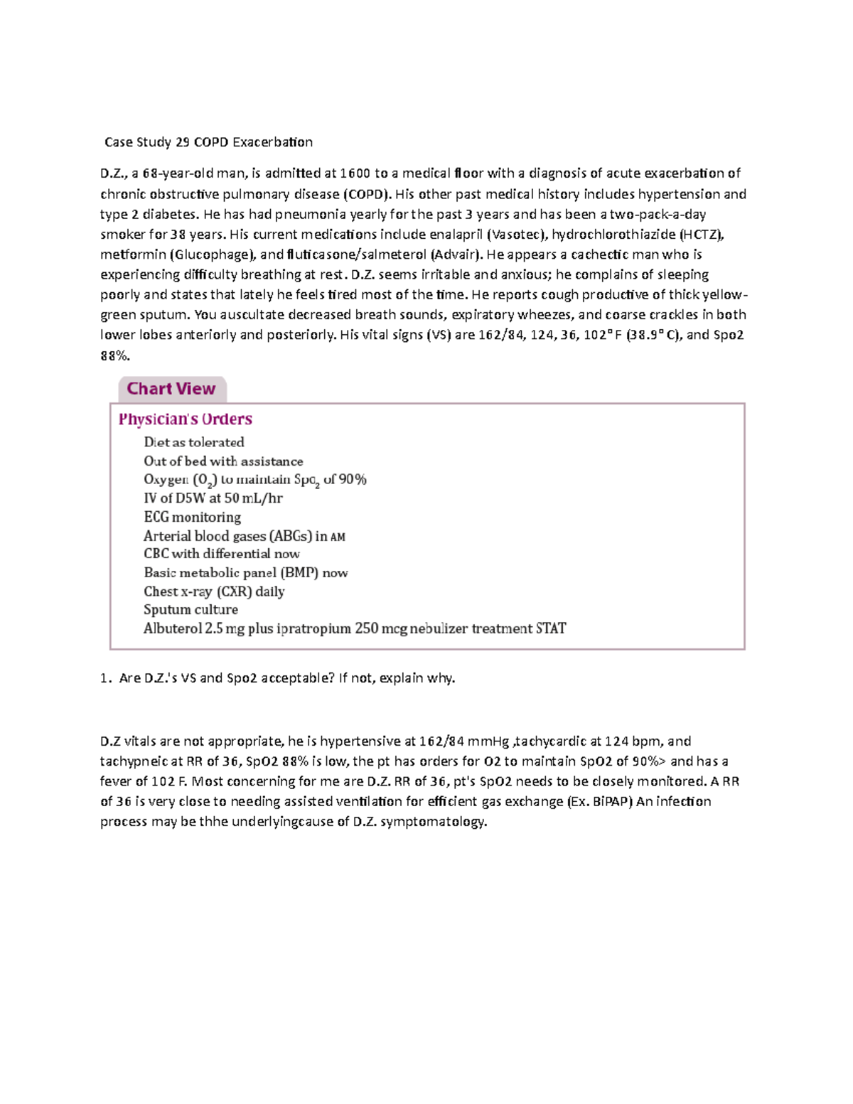 Case Study 29: COPD Exacerbation Assessment & Management - Studocu
