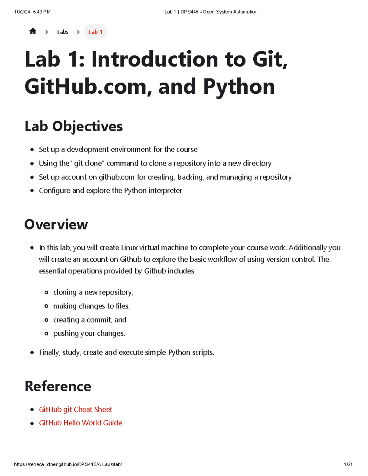 Lab 1 OPS445 - Open System Automation - Labs Lab 1 Lab 1: Introduction ...