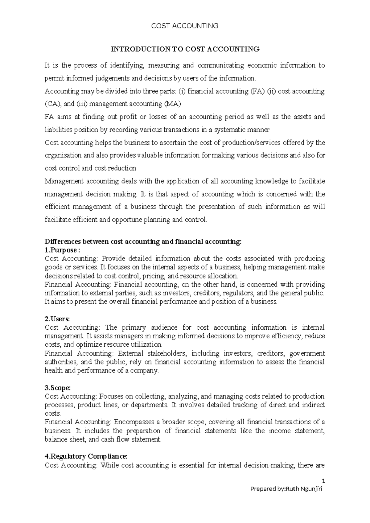 COST ACCOUNTING 2026: An Introduction to Key Concepts and Methods - Studocu