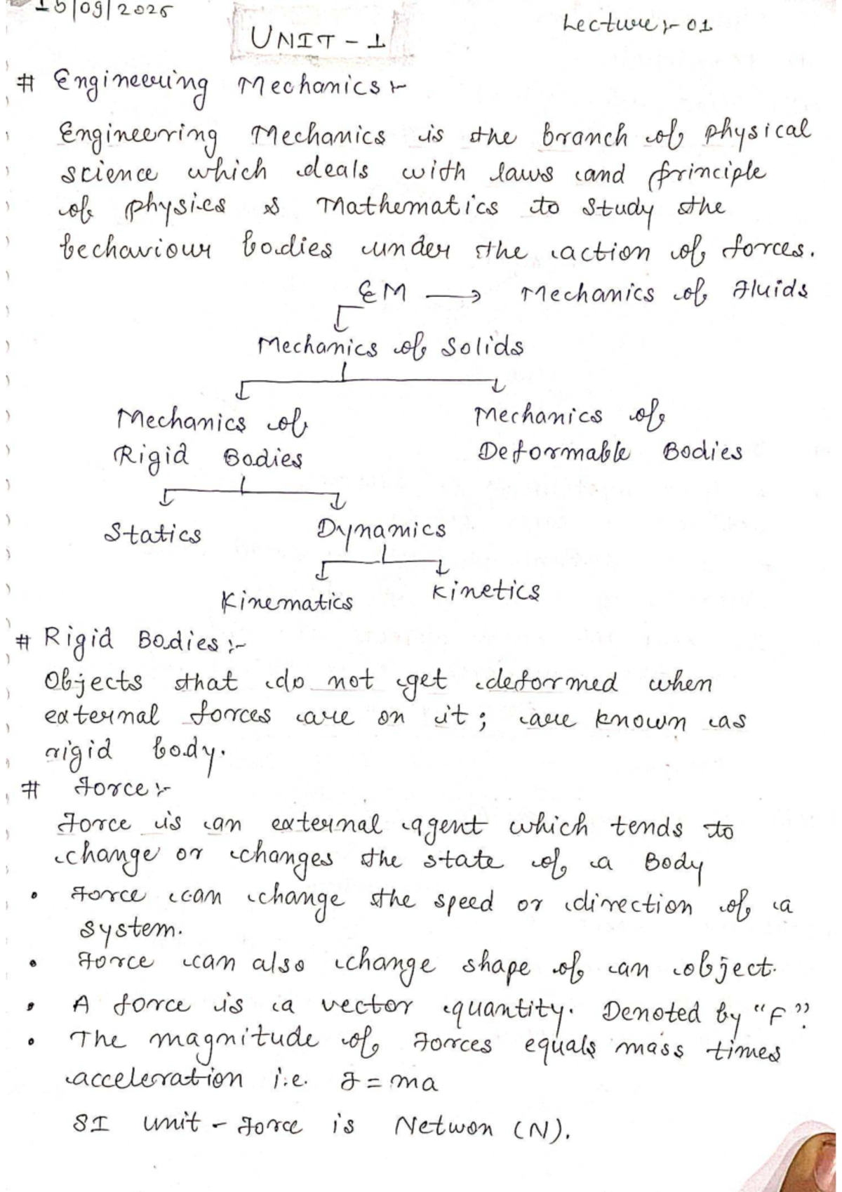 Lecture 01: Unit 1 Engineering Mechanics - Free Flow Notes (BME) - Studocu