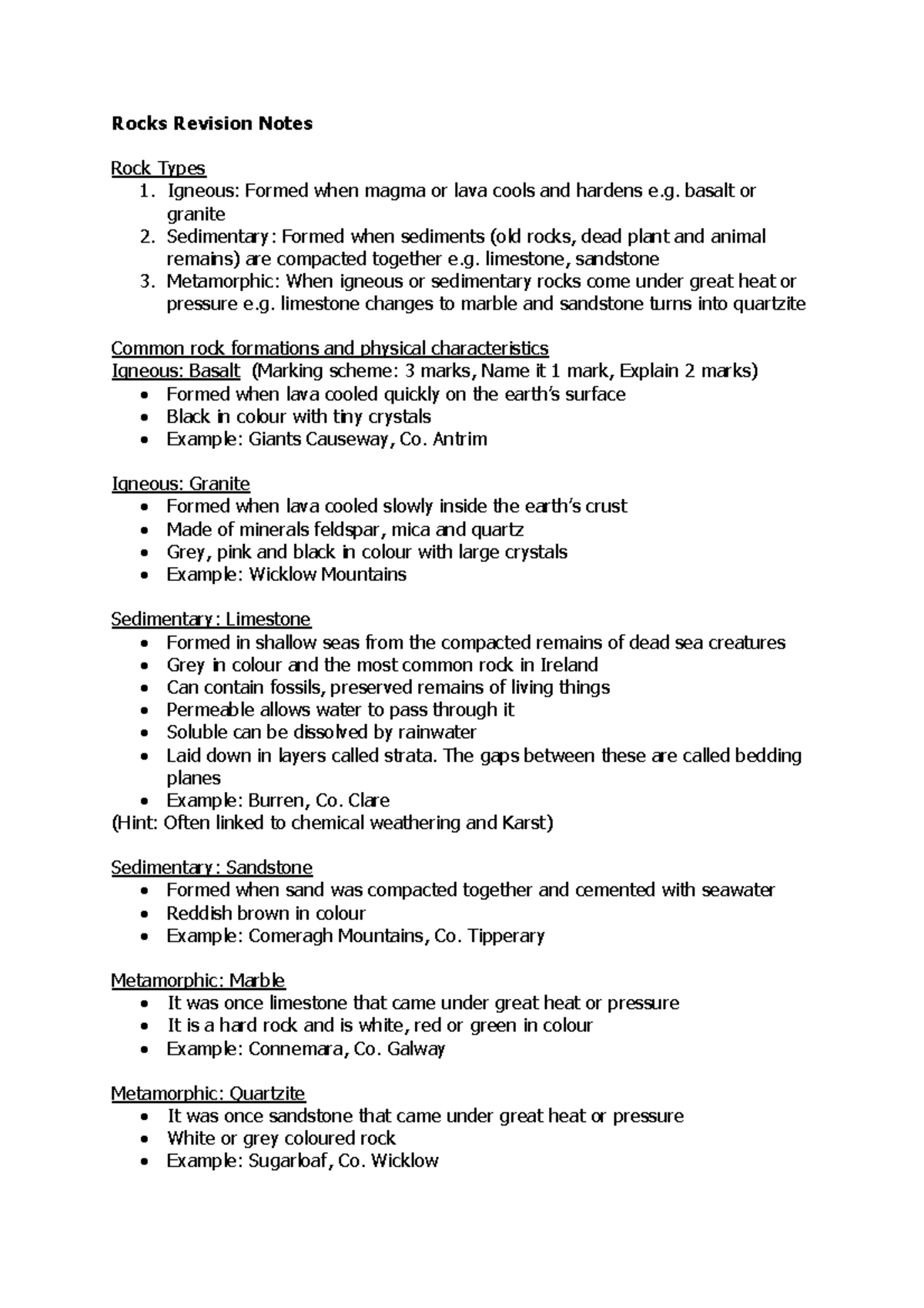 22942 - Notes are well written and easily understood - Rocks Revision ...