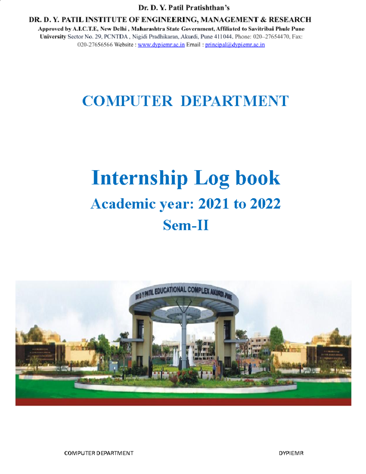 Internship log book (21-22) - COMPUTER DEPARTMENT Internship Log book ...