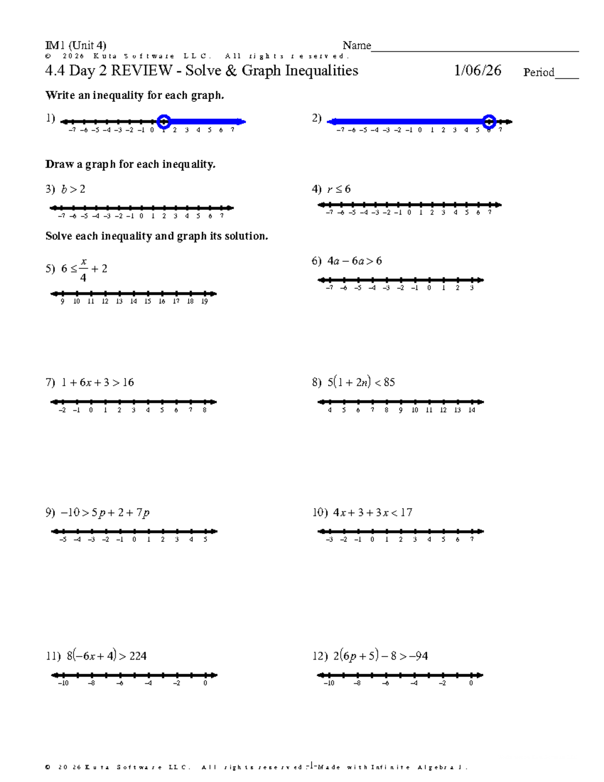 IM1 Unit 4: Day 2 Review - Solve & Graph Inequalities - Studocu