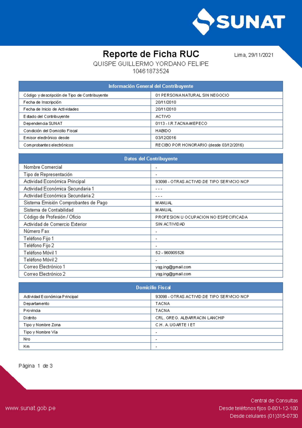 Ficha RUC: Datos y Detalles del Contribuyente - Modelo Informativo - Document Preview