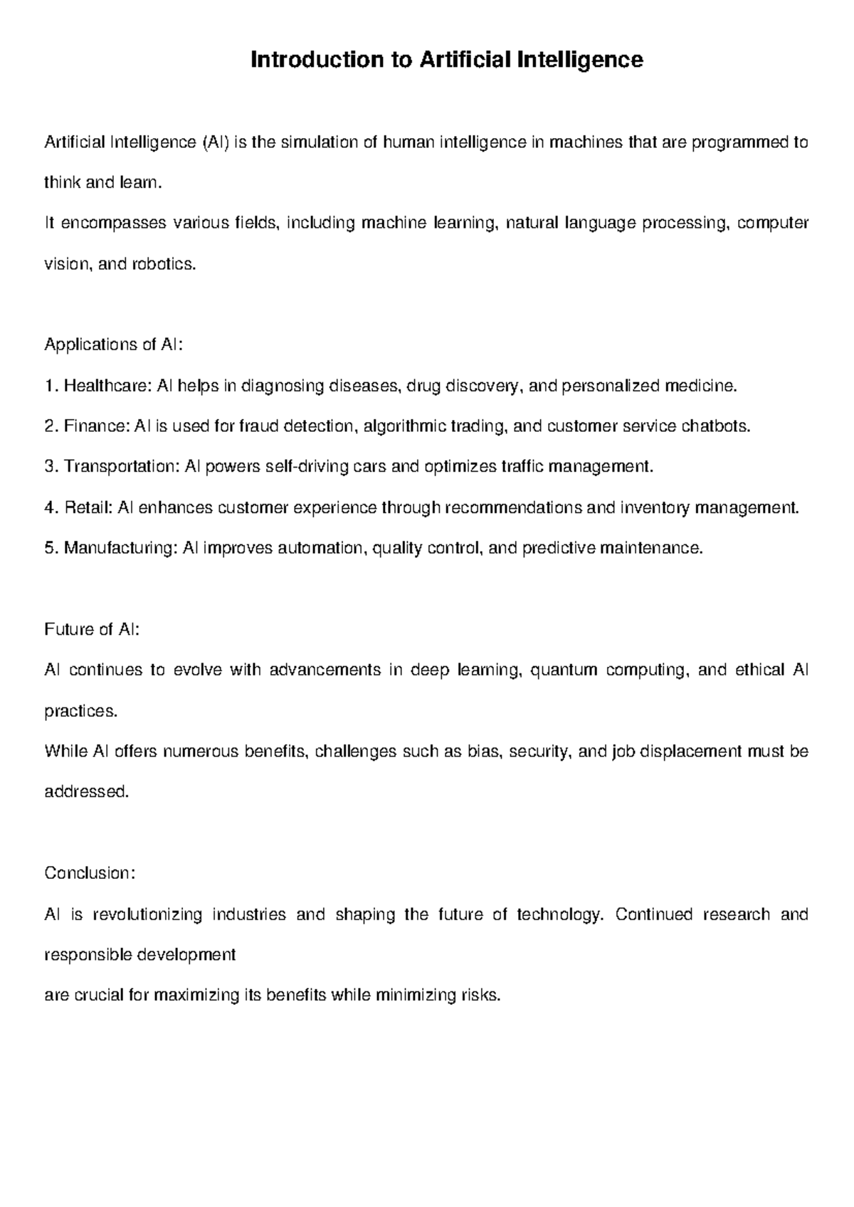 Introduction to AI - Intro too ai lang - Introduction to Artificial ...
