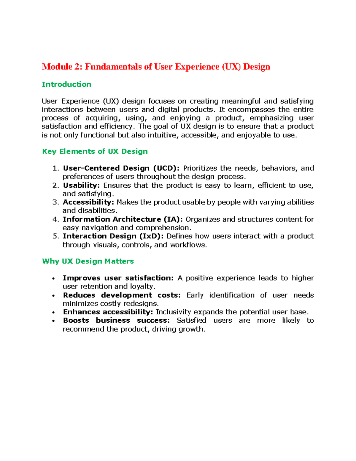 Module 2: UX Design Fundamentals and Key Concepts - Studocu