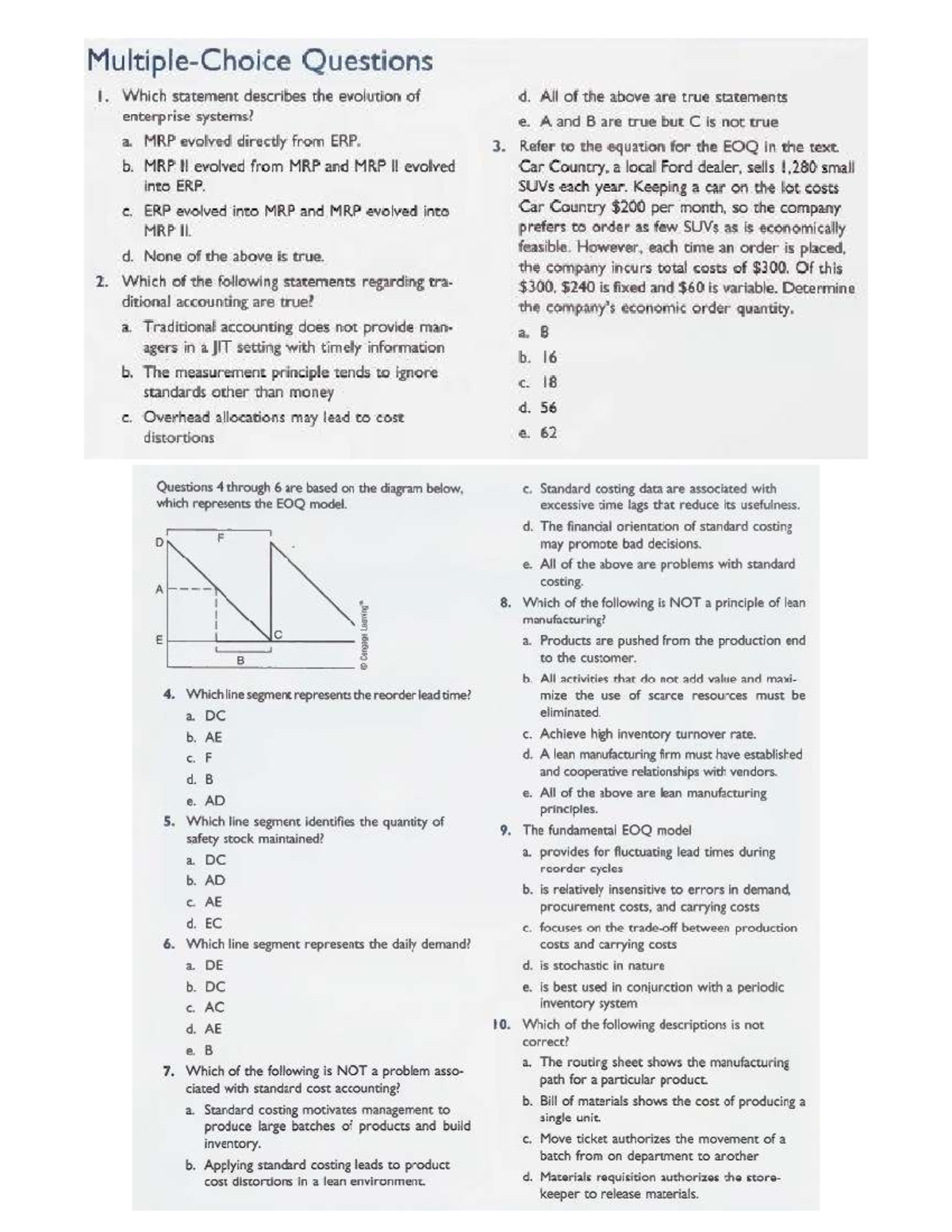 AIS MCQ PDF - 7-12 - Enterprise Systems & Accounting Principles - Studocu