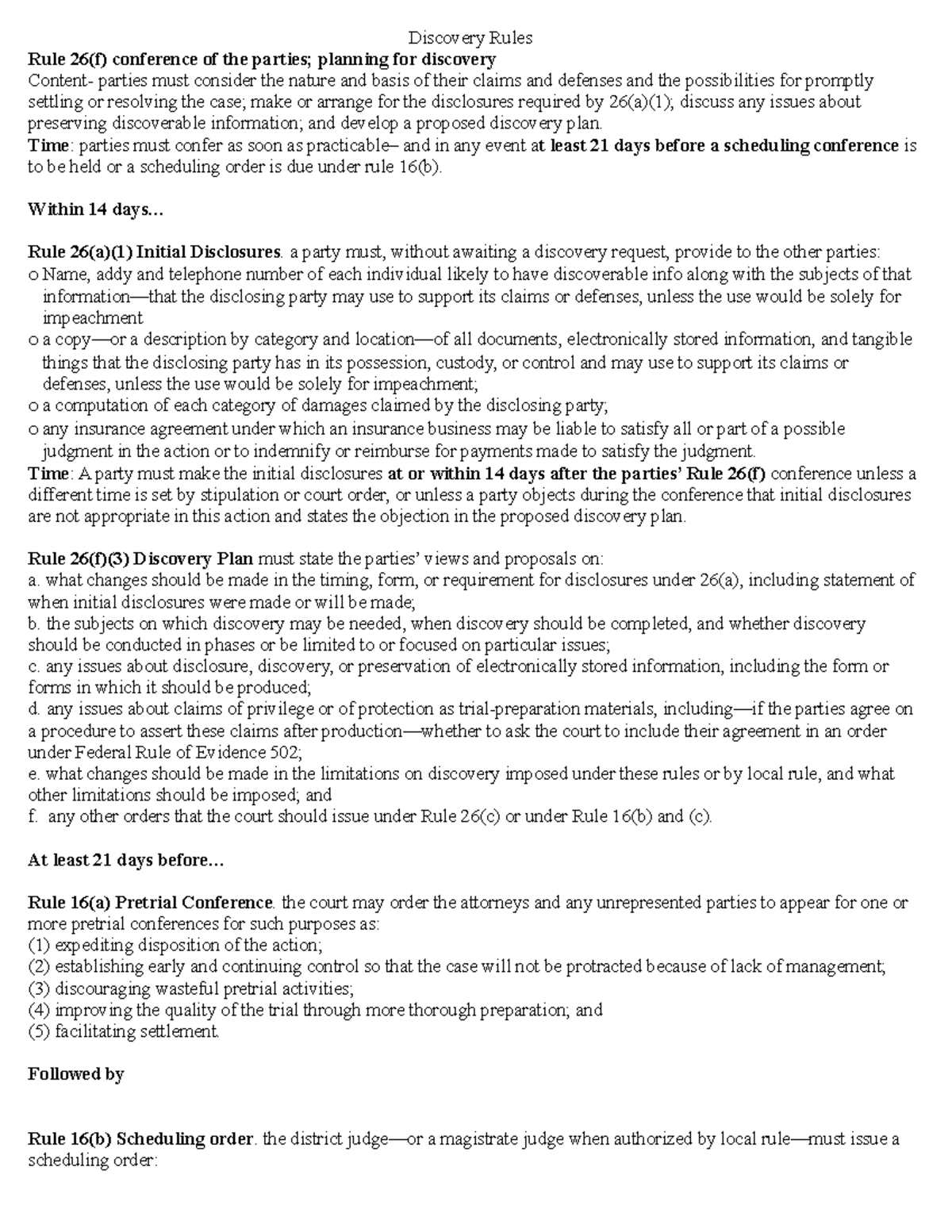Discovery Rules and Guidelines Under Rule 26 for Legal Proceedings ...