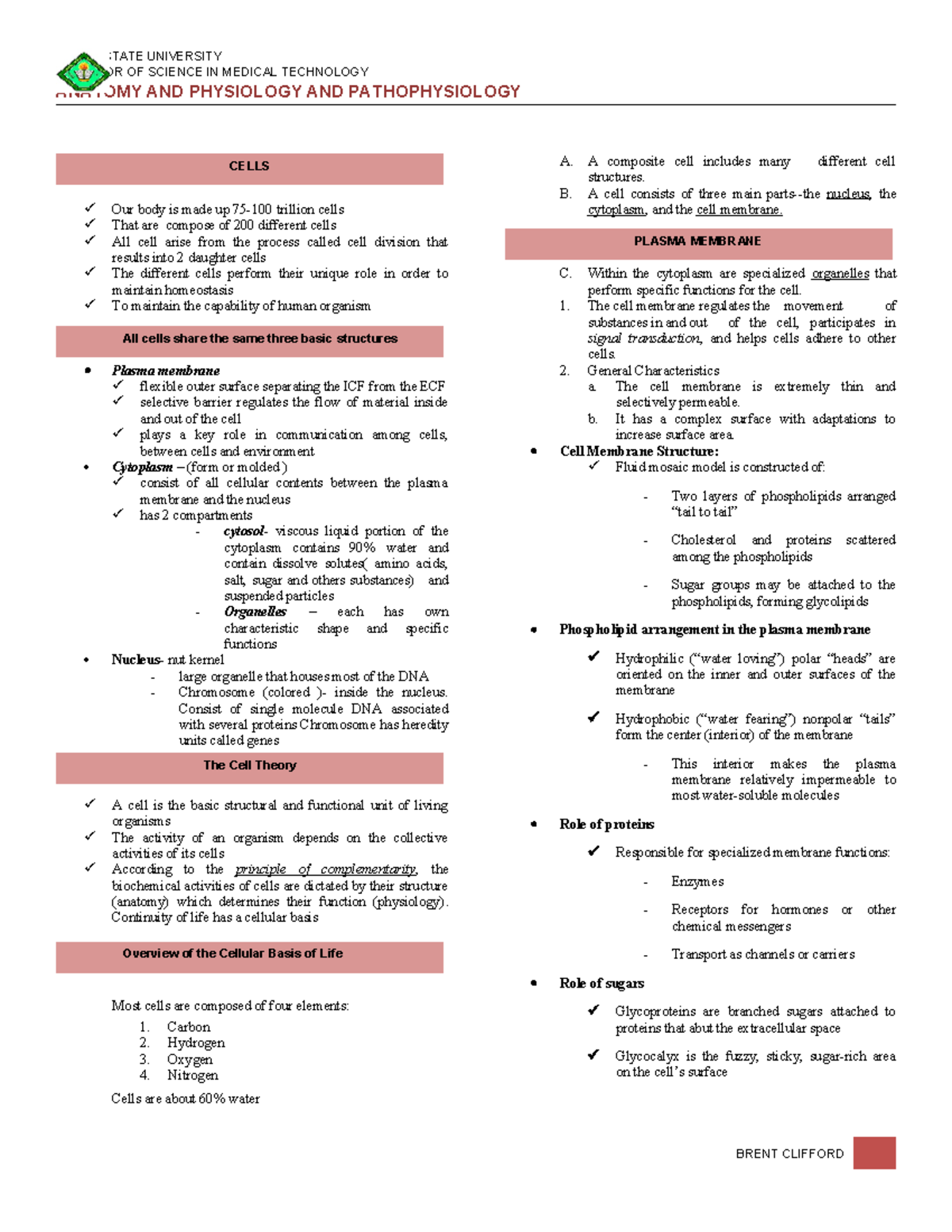 Cells: Overview of Human Anatomy, Physiology & Pathophysiology - BSMT ...