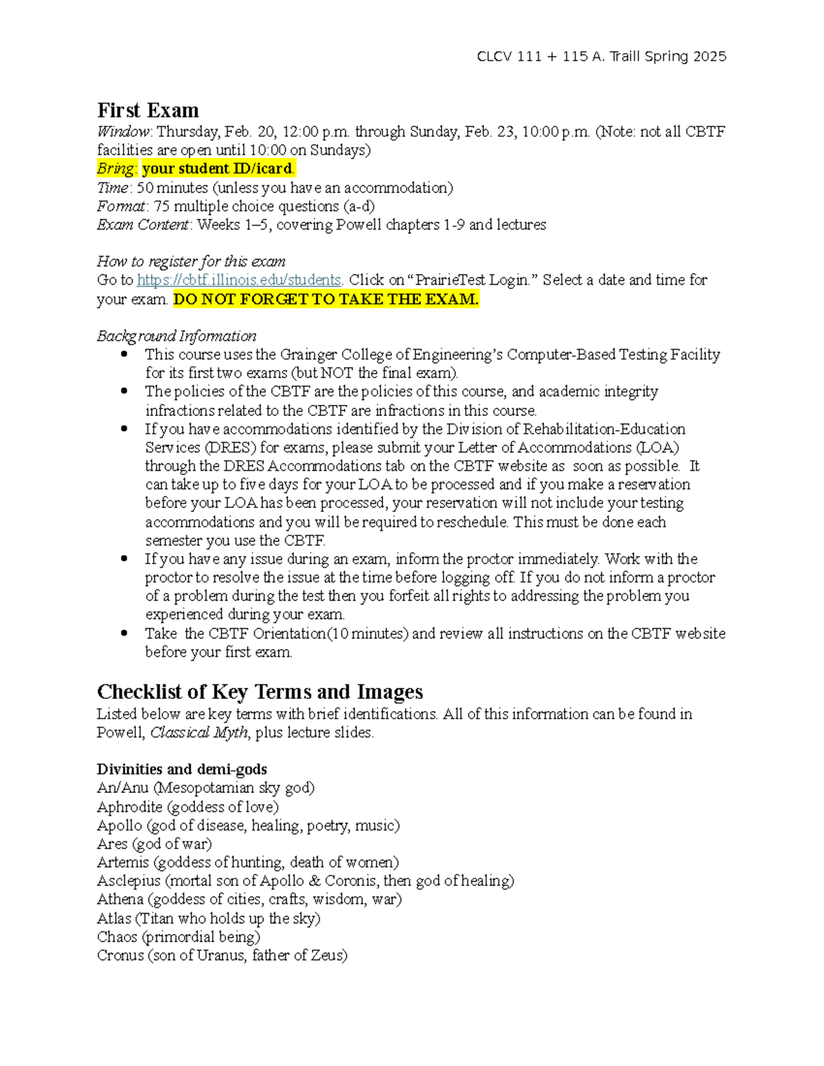 Study Guide exam 1 - First Exam Window: Thursday, Feb. 20, 12:00 p ...