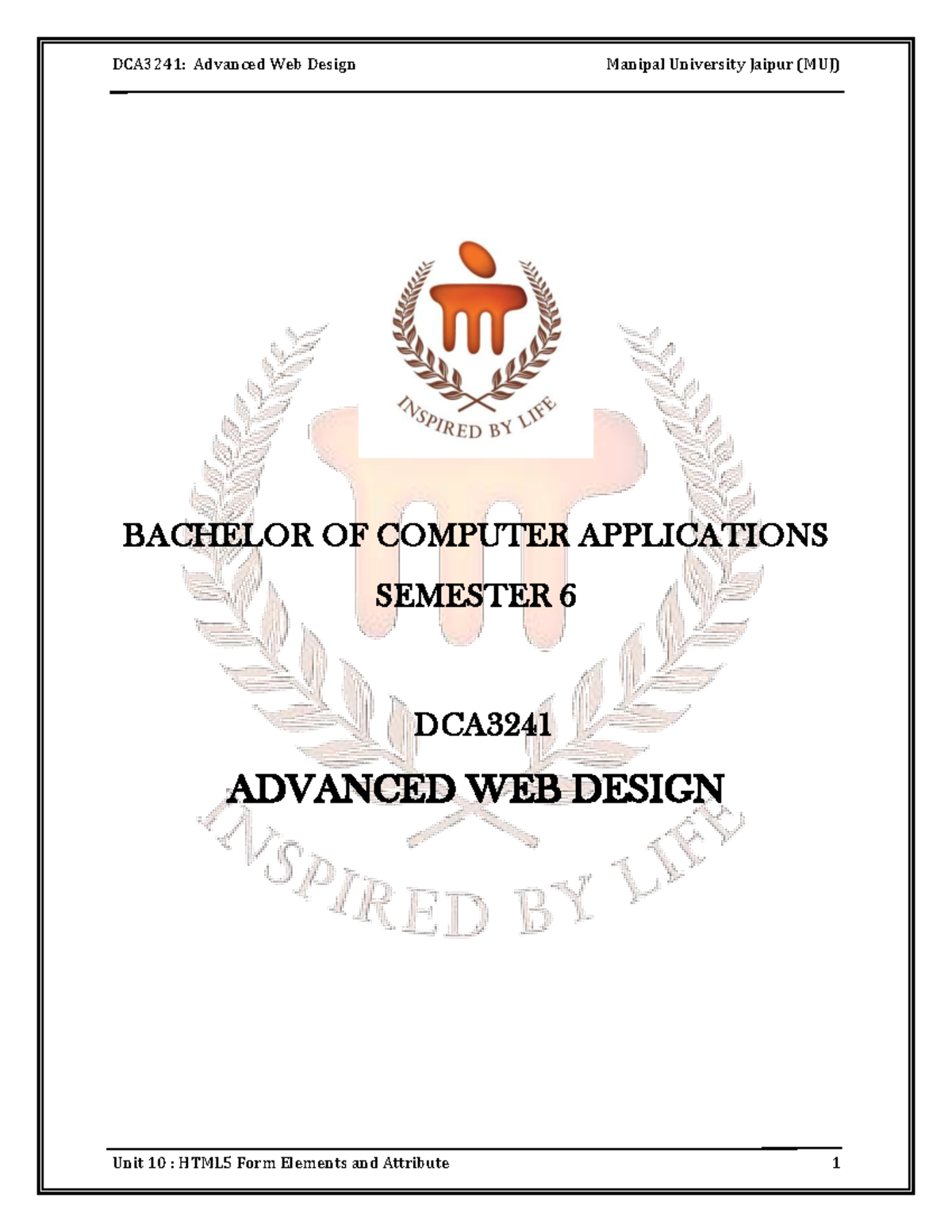 DCA - Adv. Web Design: Chapter 10-12 Practical Notes on HTML5 - Studocu