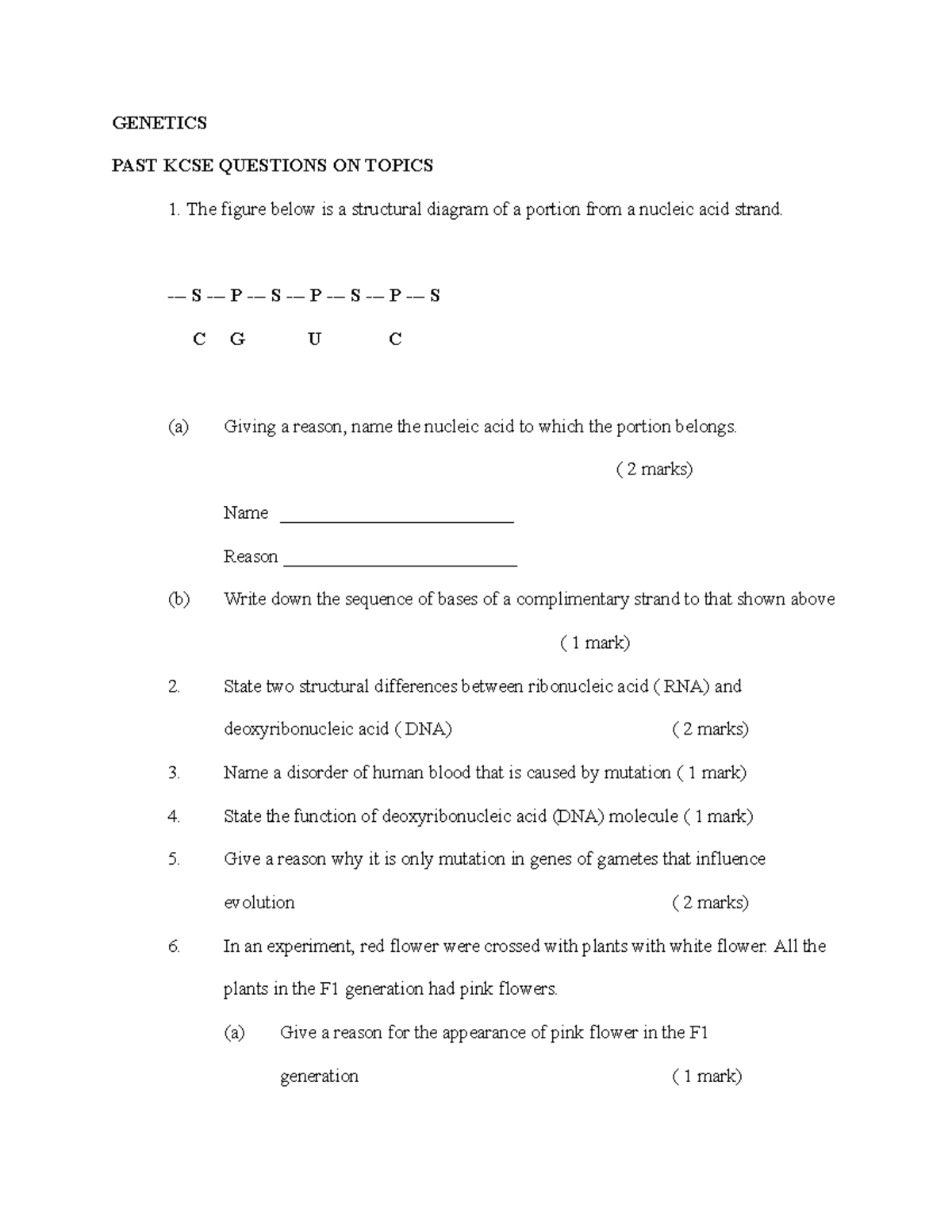 Genetics 101 - Revision Materials for Final Exam Prep - Studocu
