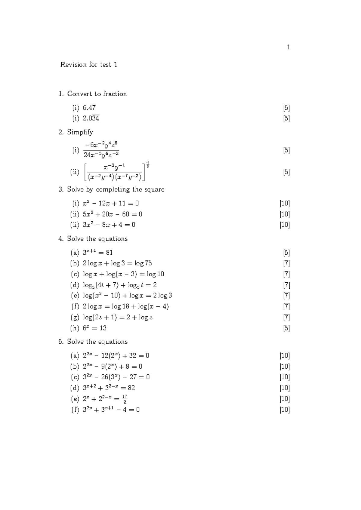 Precalculus Revision 1: Test 1 Review and Solutions - Studocu