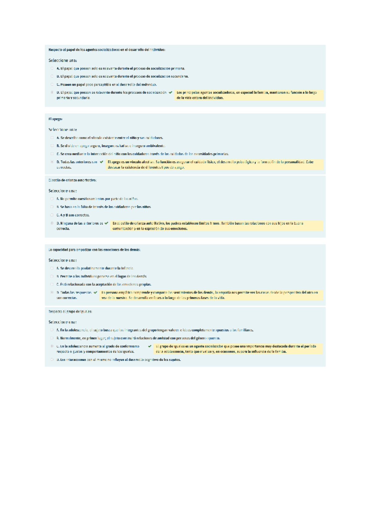 Tema 3: Test Corregido sobre Agentes Socializadores y Desarrollo ...