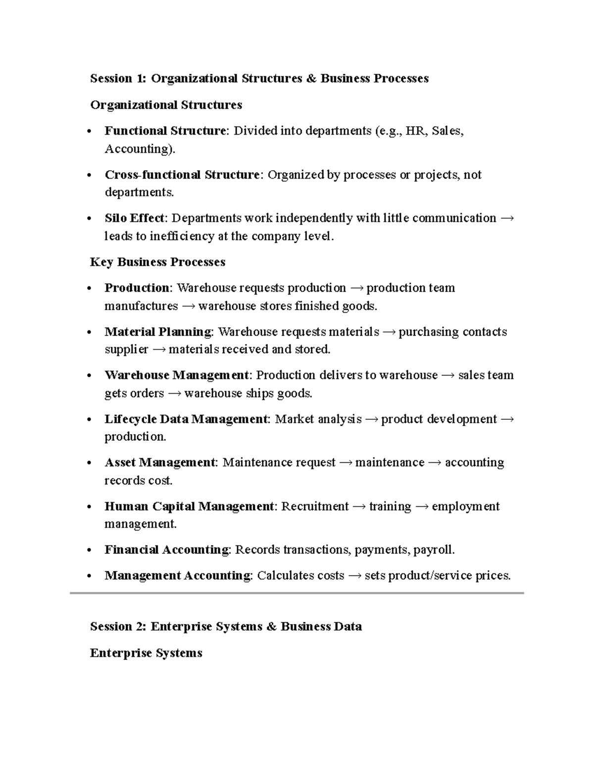 BUS 101: Overview of Organizational Structures & Business Processes ...