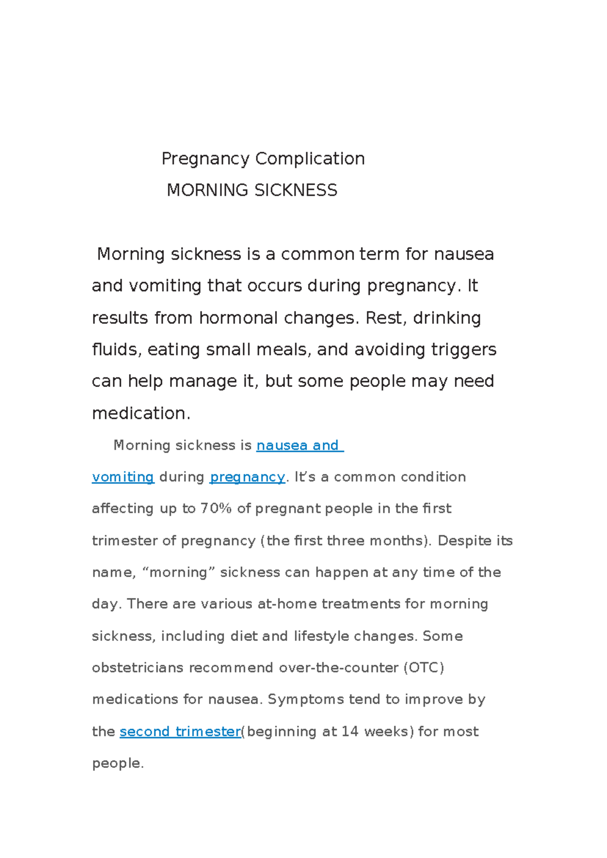 Understanding Morning Sickness: Causes, Treatments, and Management ...