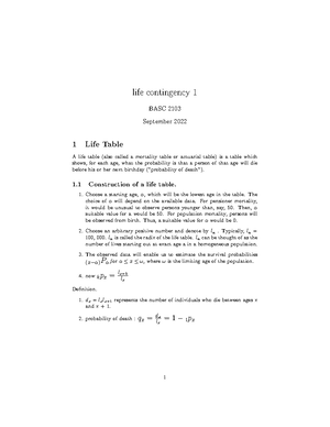 Life contigencies 1 assignment - Attempt both questions. Question 3 ...