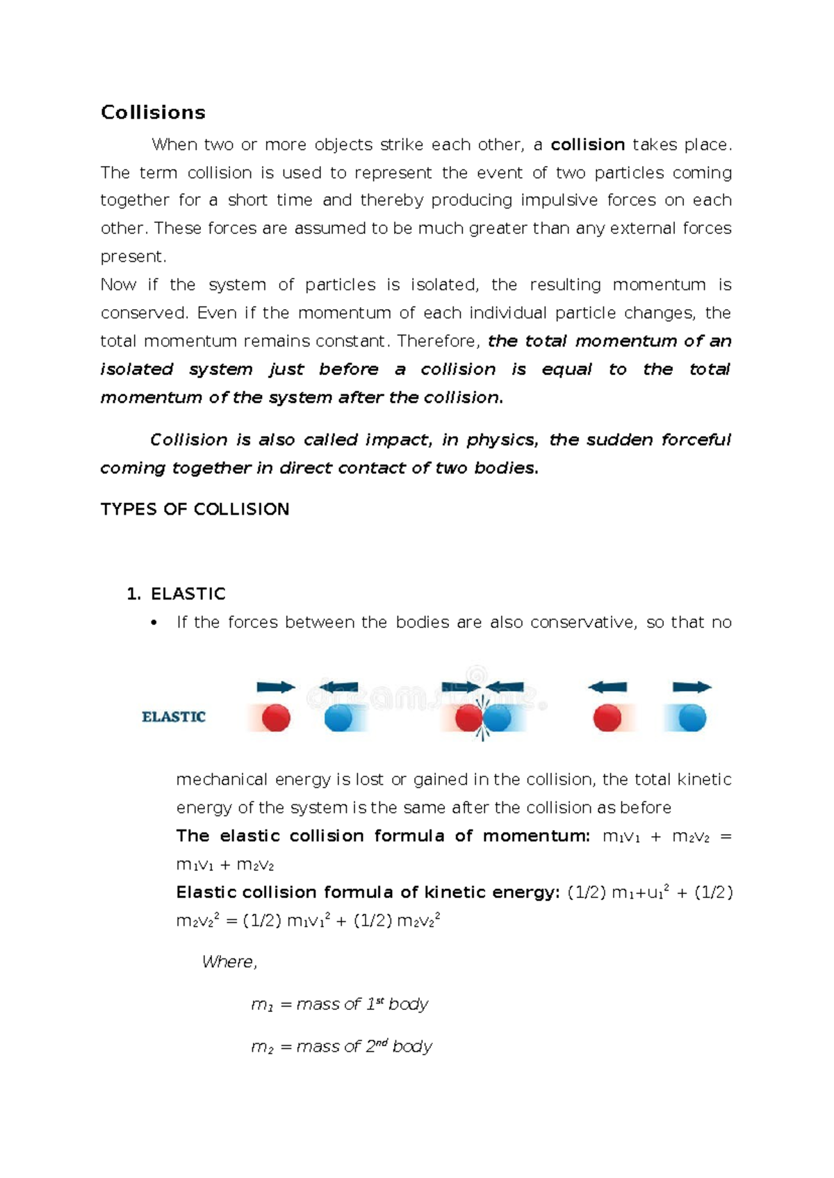 Collisions Physics 1