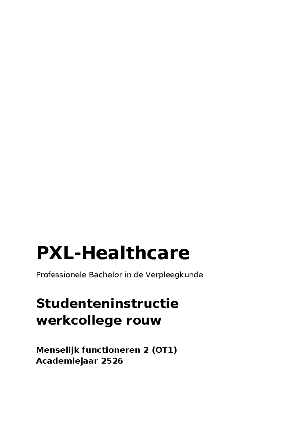 Werkcollege Rouw en Menselijk Functioneren 2 (OT1 ...