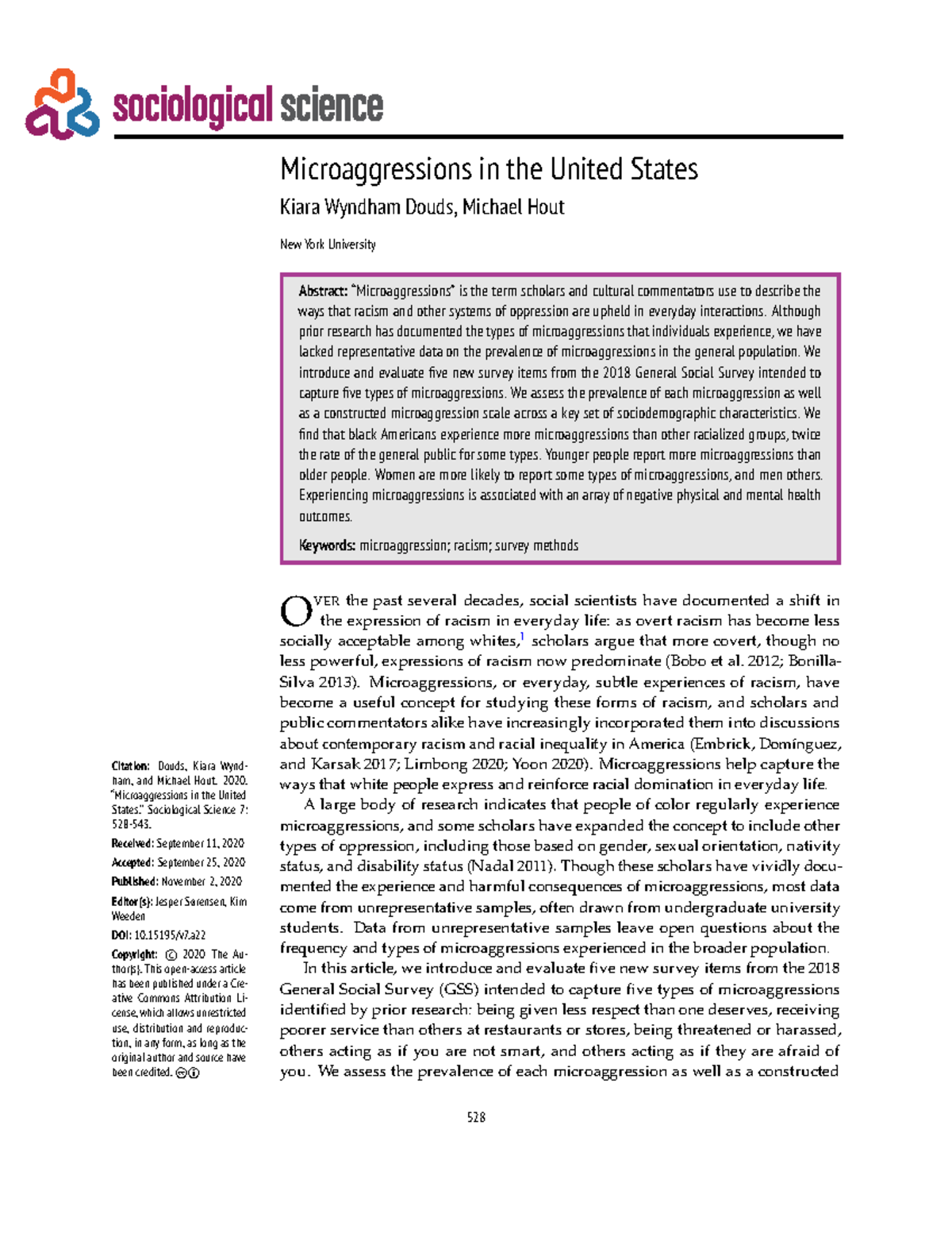 Microaggressions and Their Health Impacts: A Study (US 2020) - Studocu