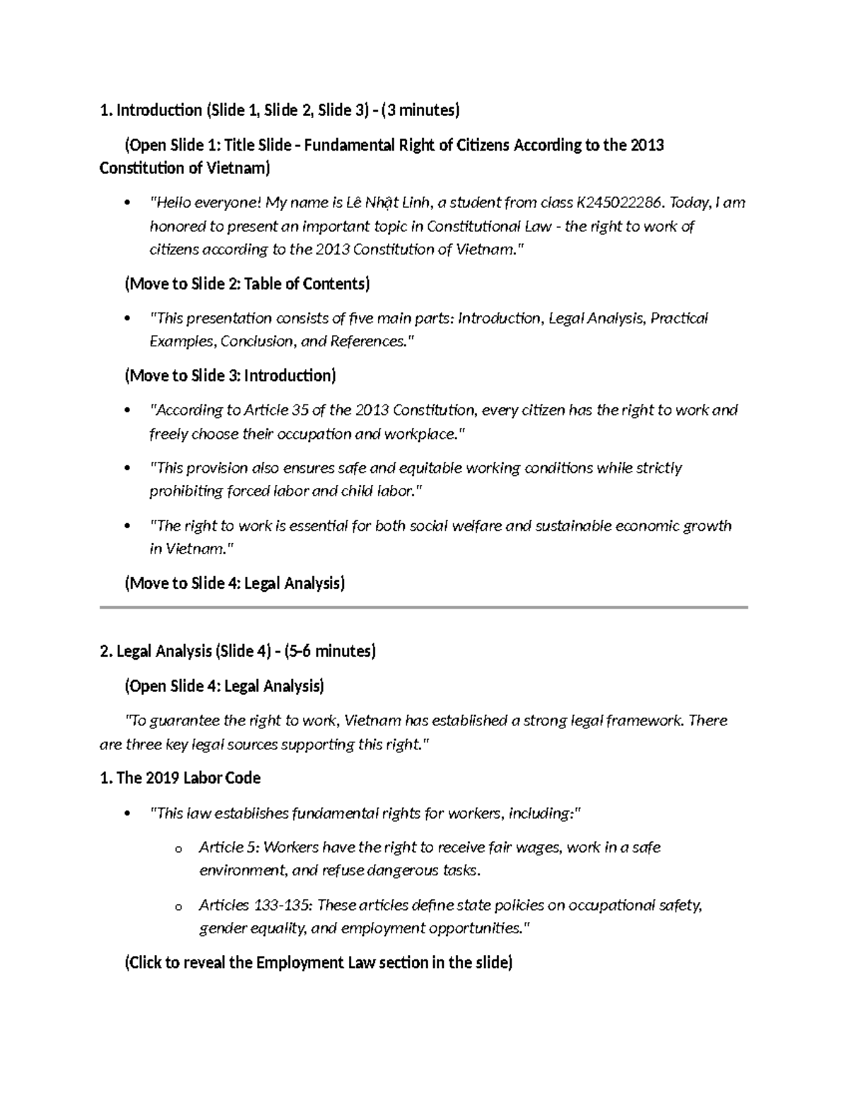 Presentation Script - Article 35: Citizen's rights to work, to choose ...