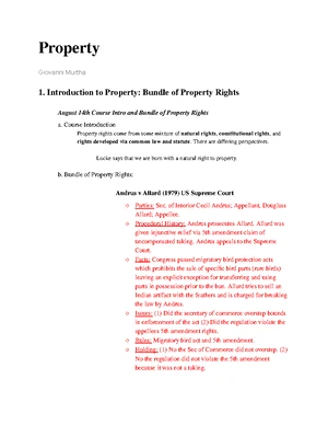 Property Law - Study Notes & Assignments - Studocu