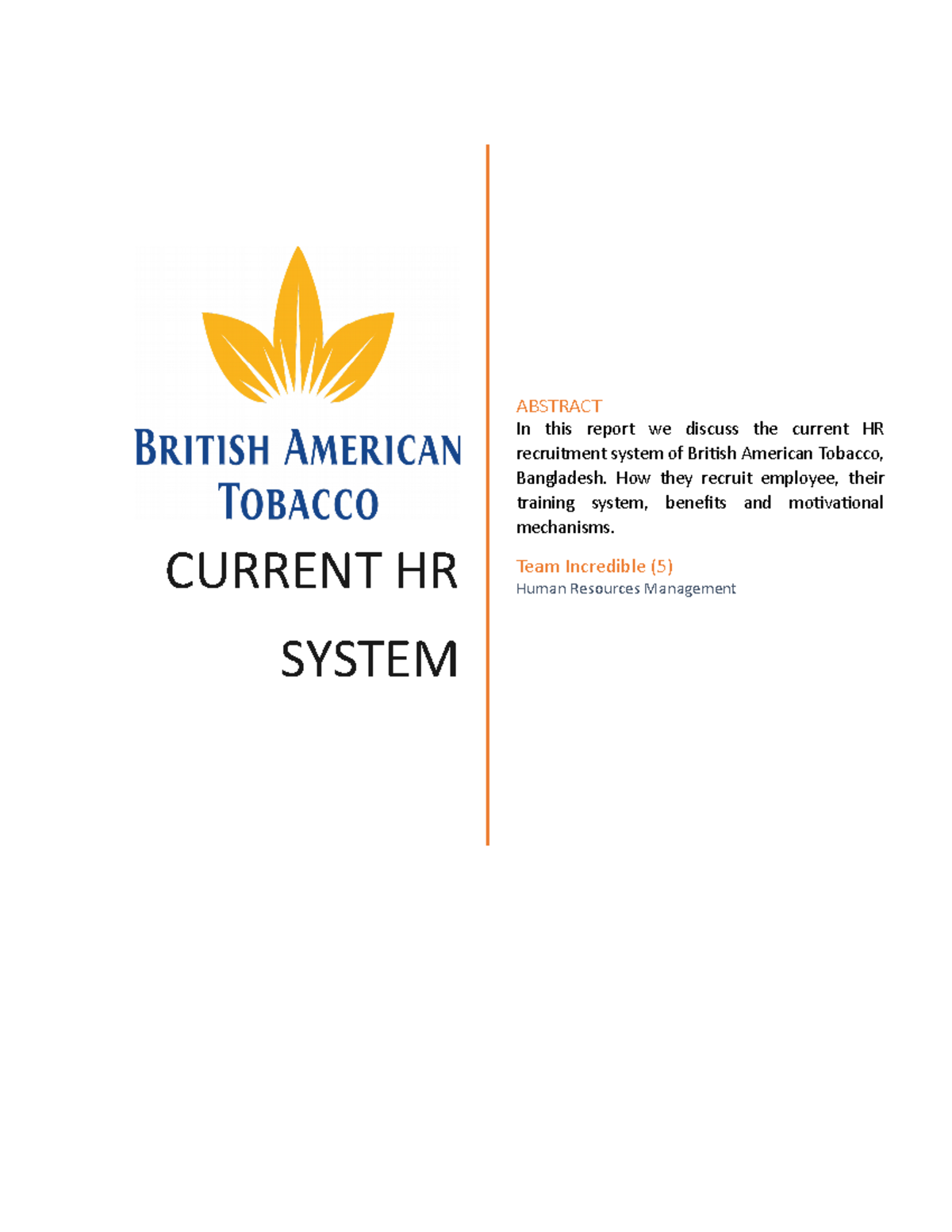 british tobacco recruitment HR Recruitment & Training System of British American Tobacco: MGT-06