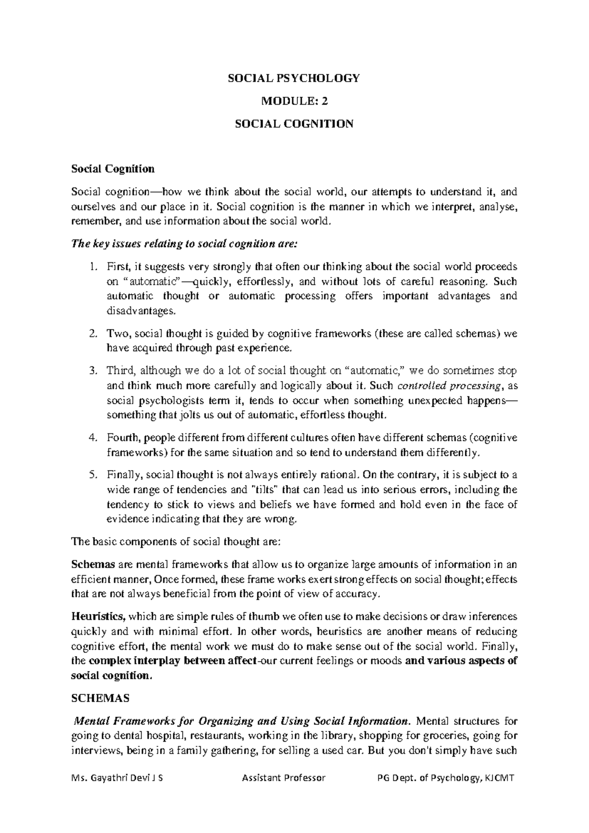 SOC 101 - Social Cognition: Exam Notes on Key Concepts & Frameworks ...