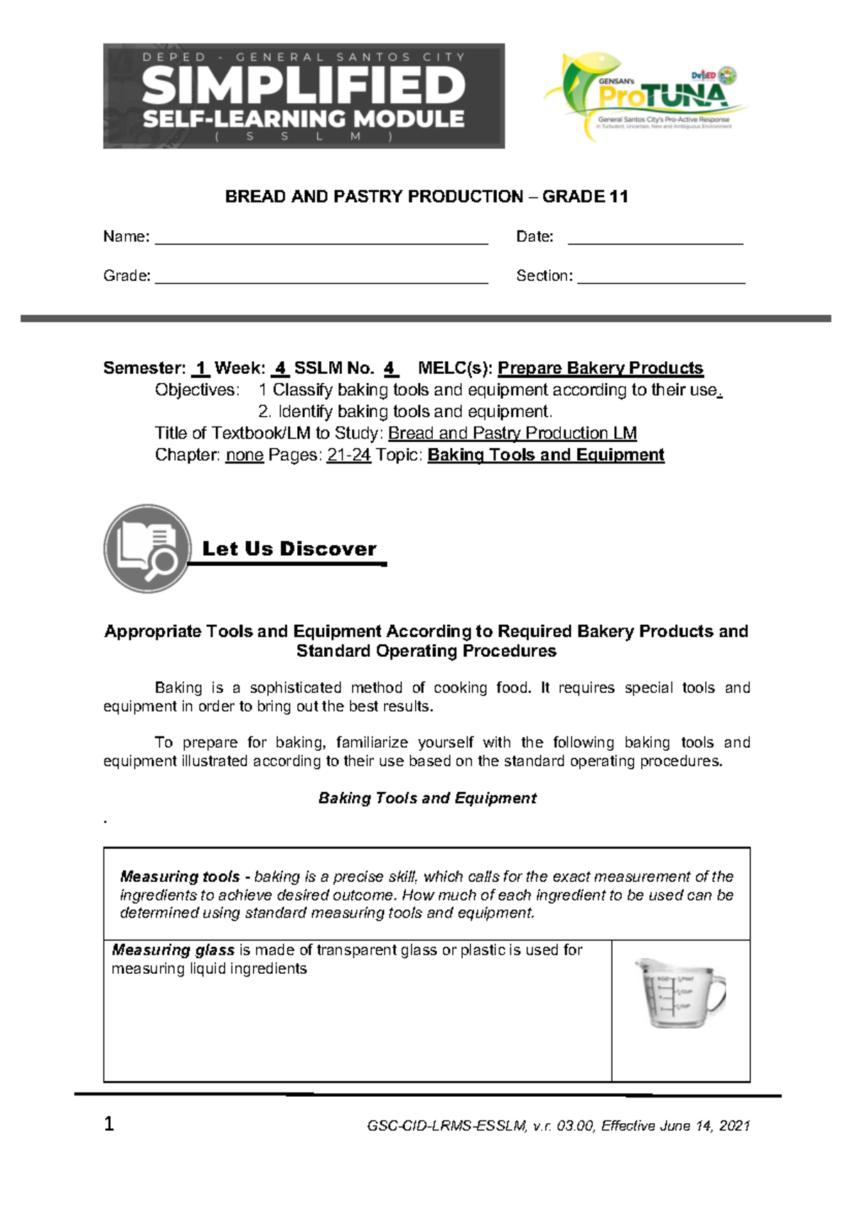 BPP11 SEM 1 Week 4 SSLM 4 - Bakery Products Notes - Studocu