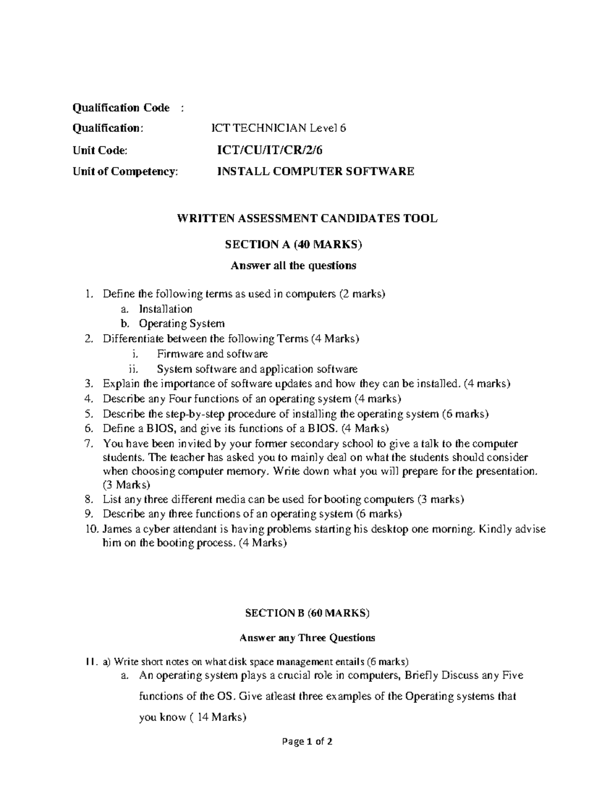 ICTCuitcr 26: Install Computer Software - Assessment Guide Level 6 ...
