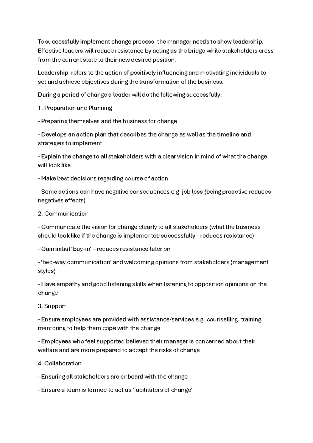 Leadership in Change Management: Strategies for Success - Studocu