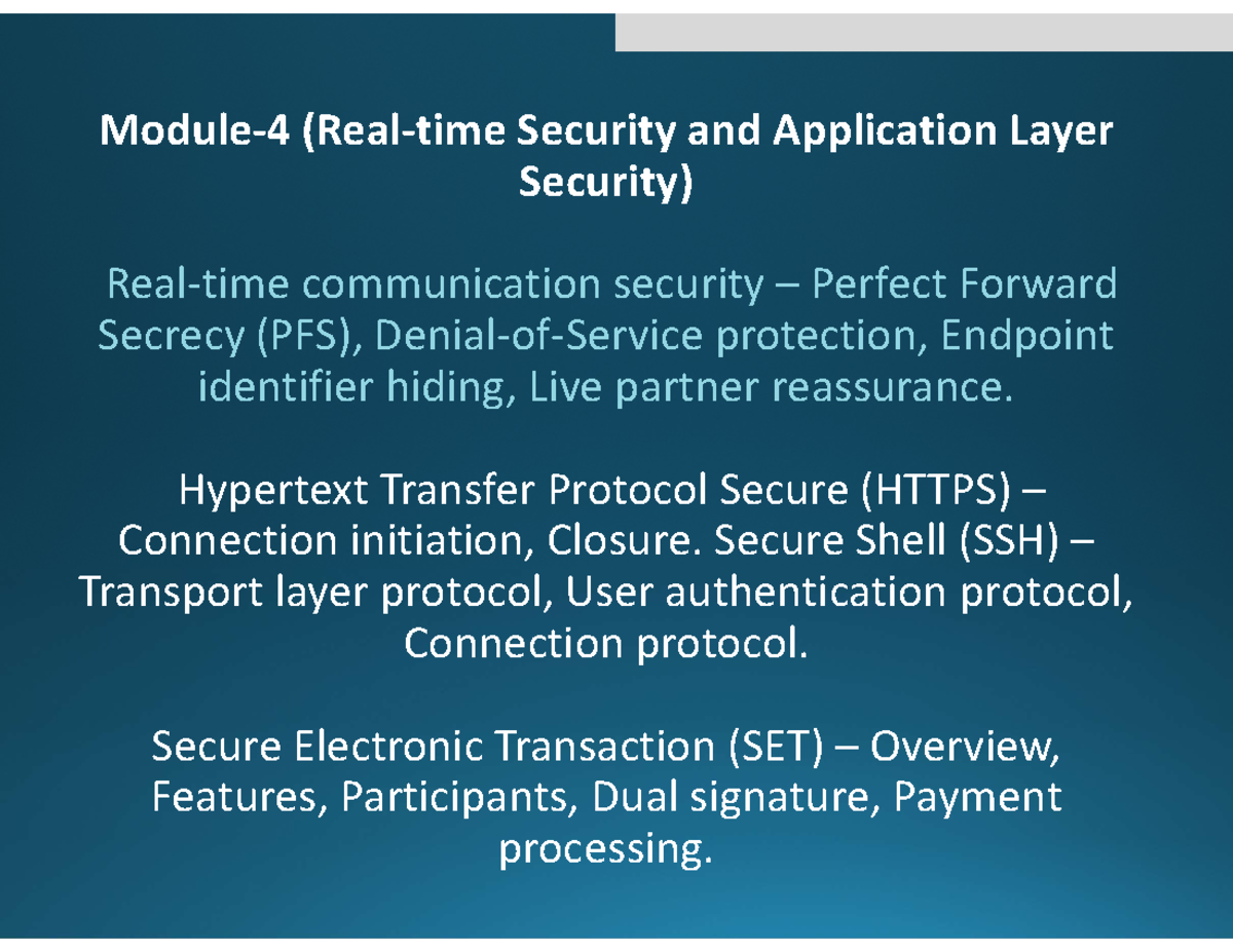 **CS202 Module-4: Real-time Security Concepts and Protocols** - Studocu