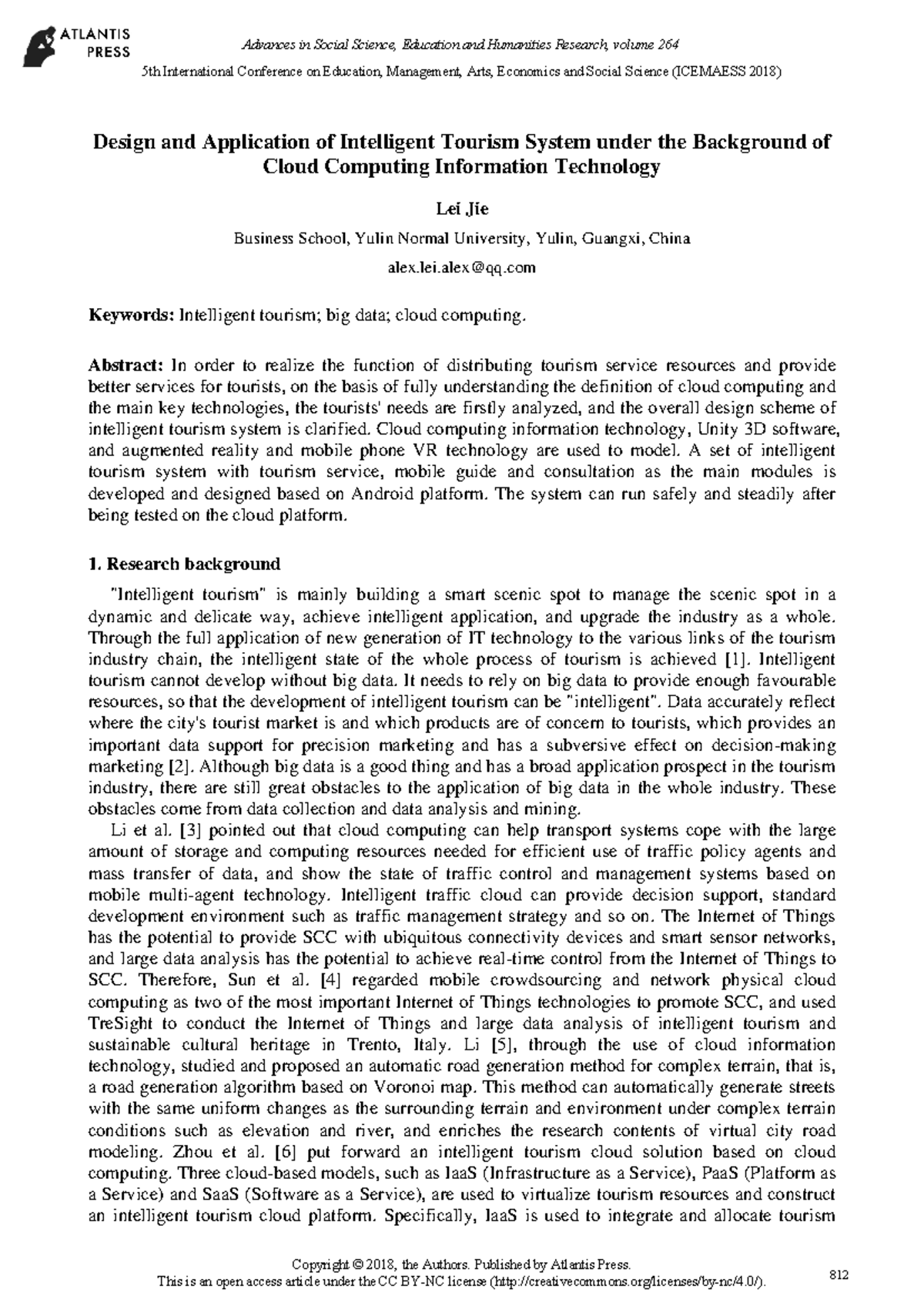 25906305 - Intelligent Tourism System Design Based on Cloud Computing ...