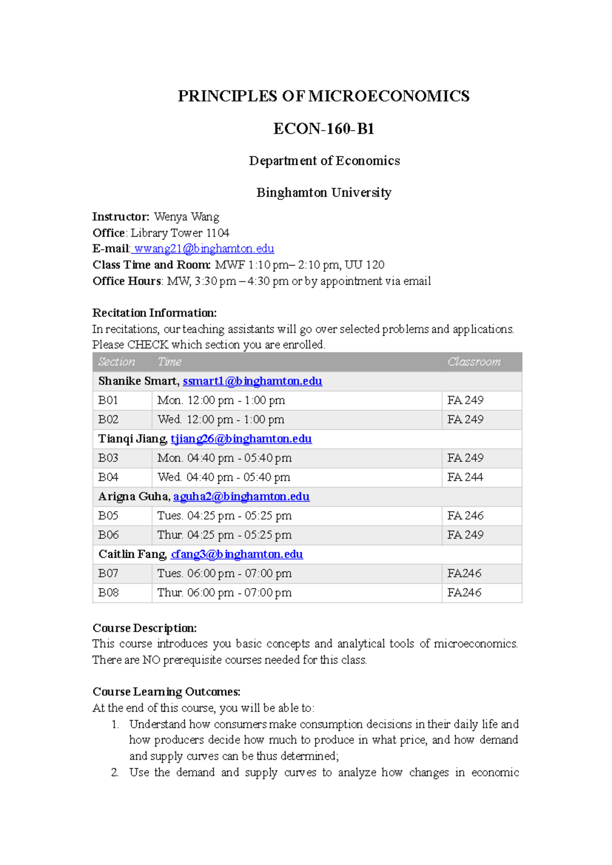 Syllabus for ECON160-B: Principles of Microeconomics Overview - Studocu