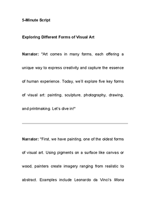 5 Minute Script 2 - 5-Minute Script Exploring Different Forms of Visual ...