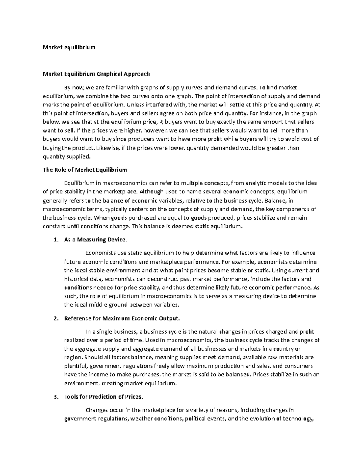 Market Equilibrium: Understanding Supply and Demand Dynamics - Studocu