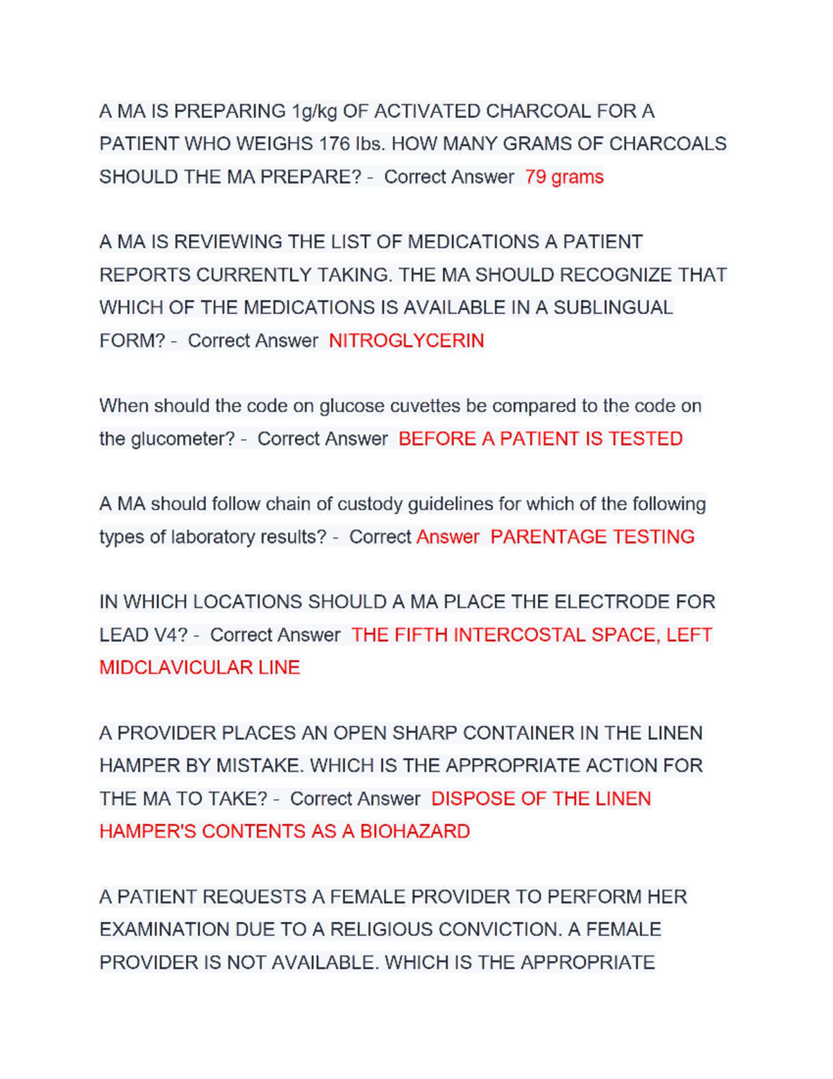 Testbank for CCMA-10: Medical Assistant Exam Prep Questions - Studocu