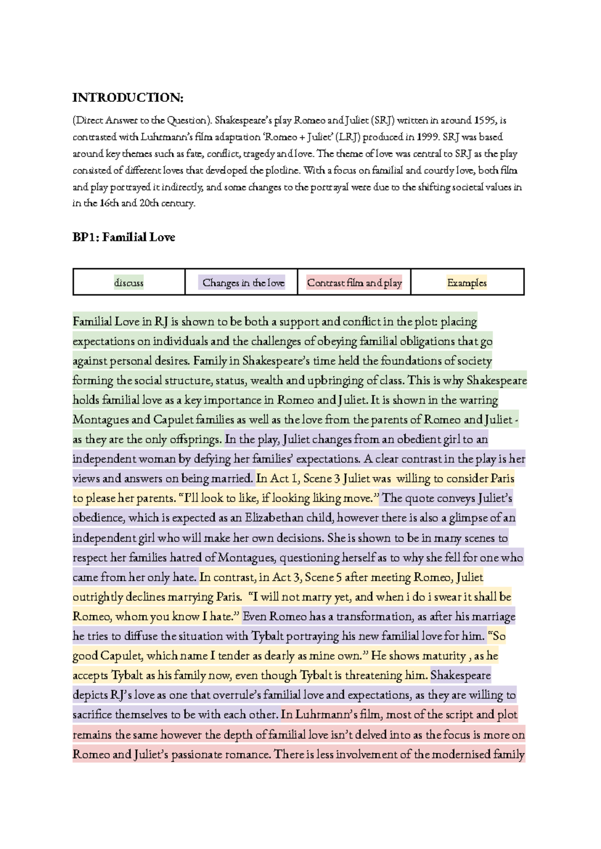 Analysis of Familial and Courtly Love in Romeo and Juliet (ENG 101 ...